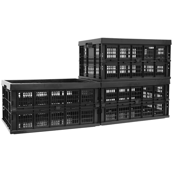 Mount-It! Collapsible Stackable Storage Crates | Set of 3