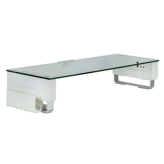 Mount-It! Computer Monitor Stand with USB Desktop Riser | Clear Tempered Glass & Aluminum Legs