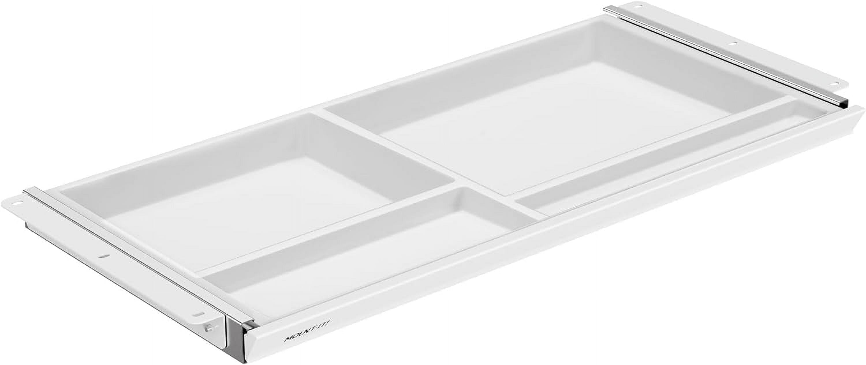 Mount-It! Under Desk Drawer with 4 Compartments, Deep Low-Profile Slide-Out Storage Organizer, 25.8″ x 12.5″ x 1.6″, SMOOTH Glide Pull-Out Tray for Traditional & Single Motor Standing Desks, White