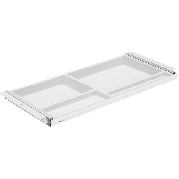 Mount-It! Under Desk Drawer with 4 Compartments, Deep Low-Profile Slide-Out Storage Organizer, 25.8 x 12.5 x 1.6, Smooth Glide Pull-Out Tray for Traditional & Single Motor Standing Desks, White