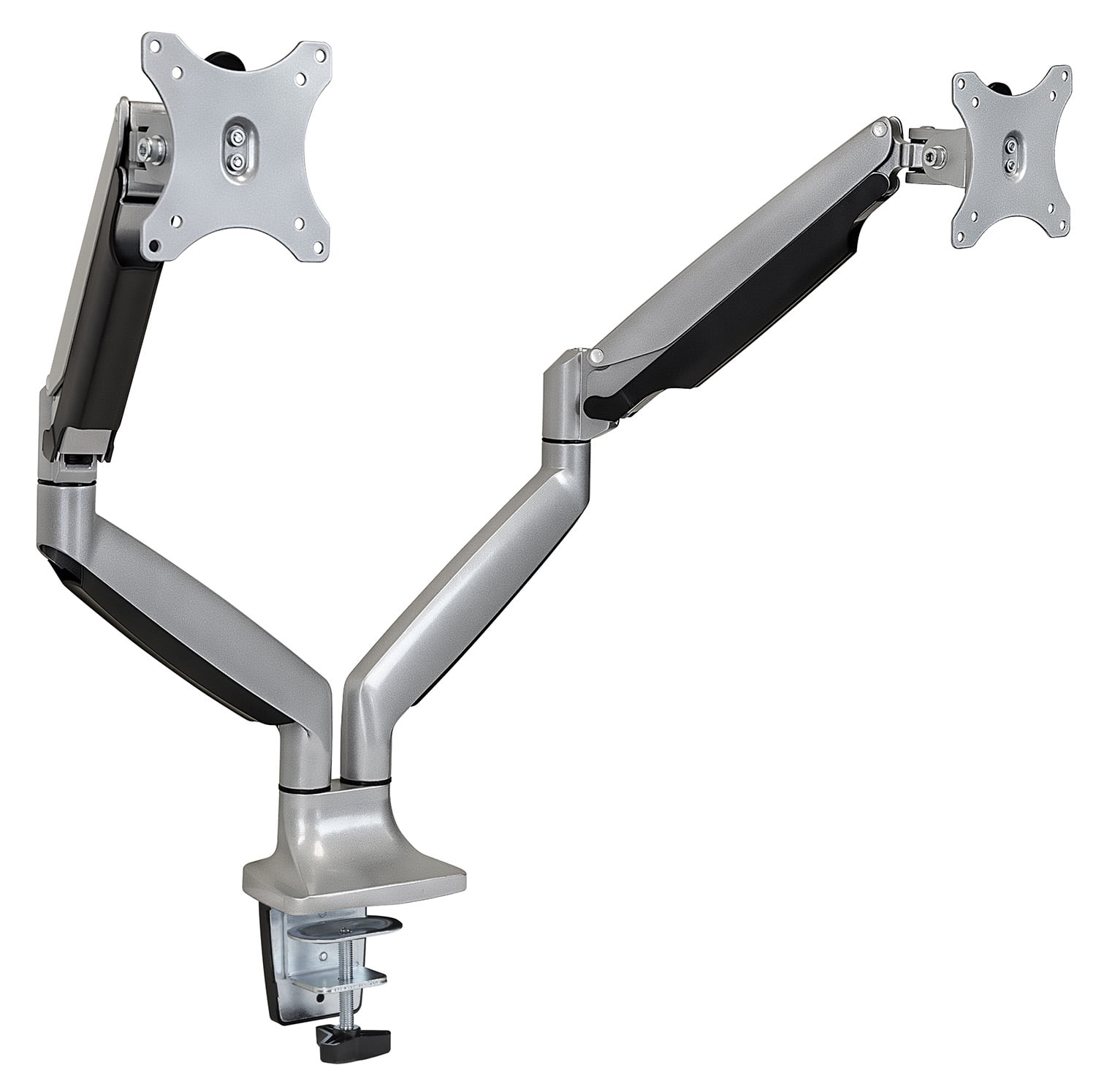 Silver Dual Monitor Adjustable Desk Mount with Gas Spring