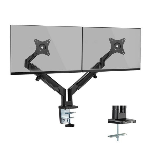 Mount-It! Dual Computer Monitor Mount With Low Profile Gas Spring Arms, Ergonomic