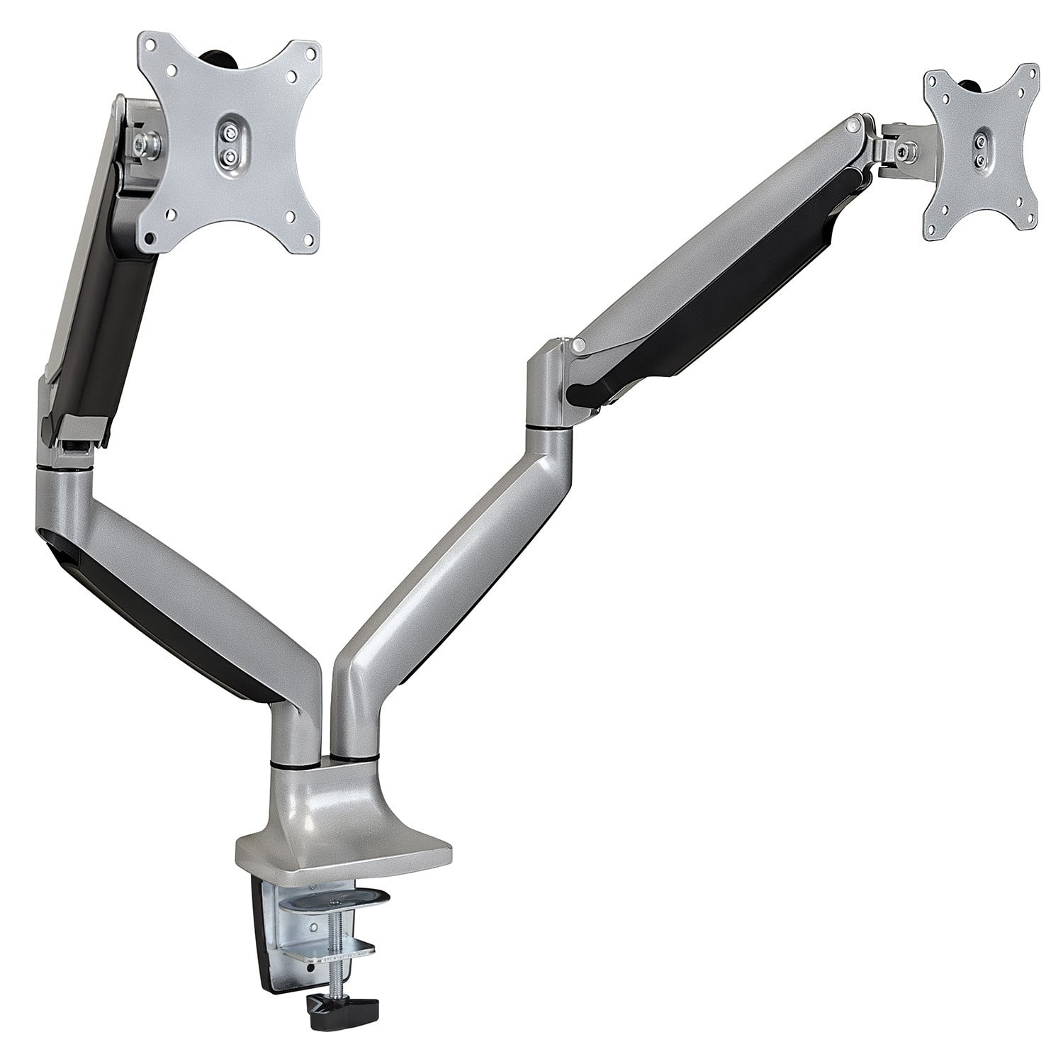 Silver Dual Monitor Adjustable Desk Mount with Gas Spring