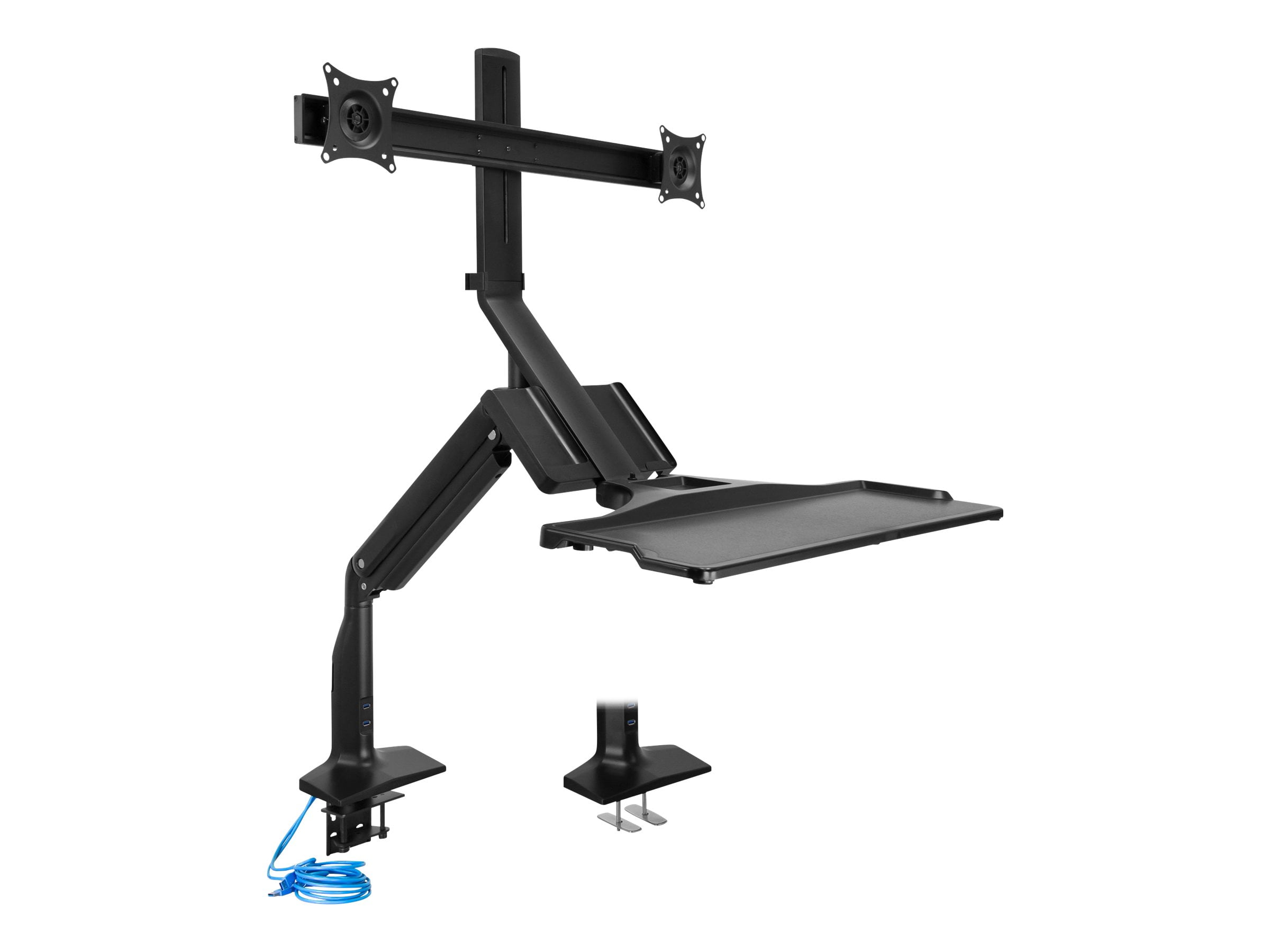 Mount-It! Dual Monitor Sit Stand Desk Mount with USB 3.0 Ports | Fits 17-27 Inch Screens