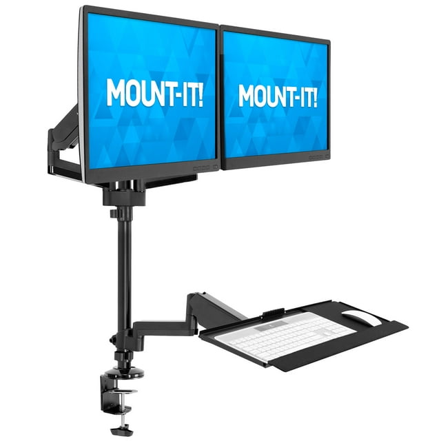 Mount-It! Dual Monitor Sit Stand Workstation