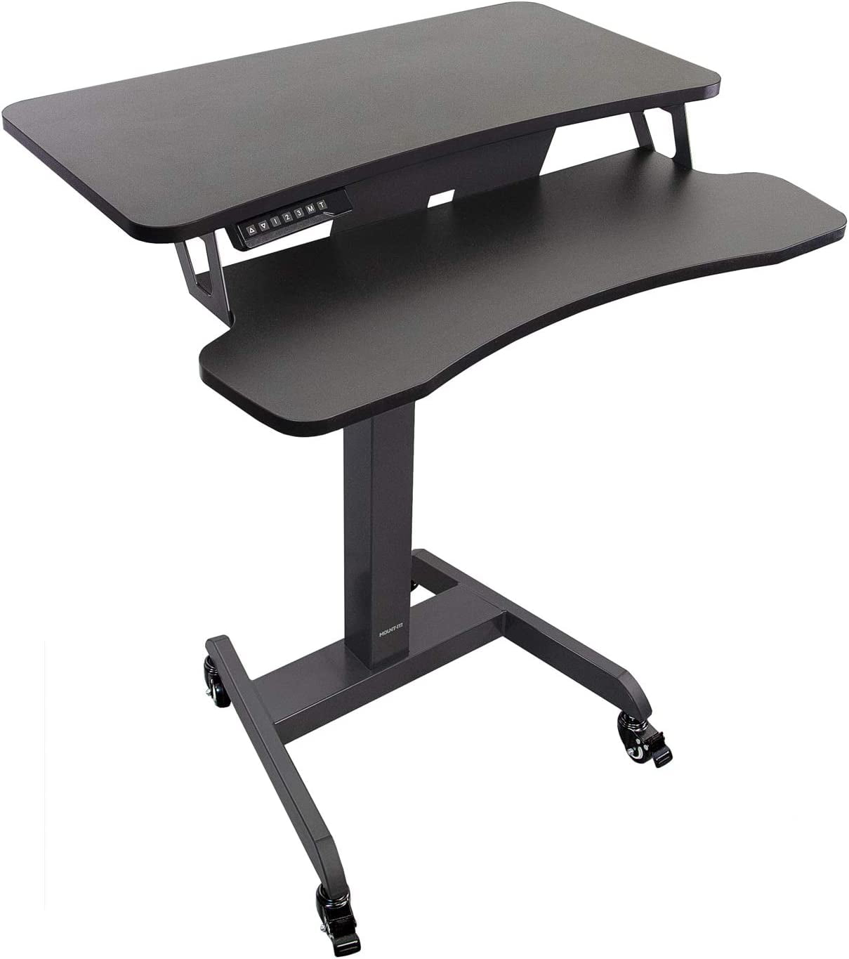 Mount-It! Electric Mobile Height Adjustable Standing Workstation with ...