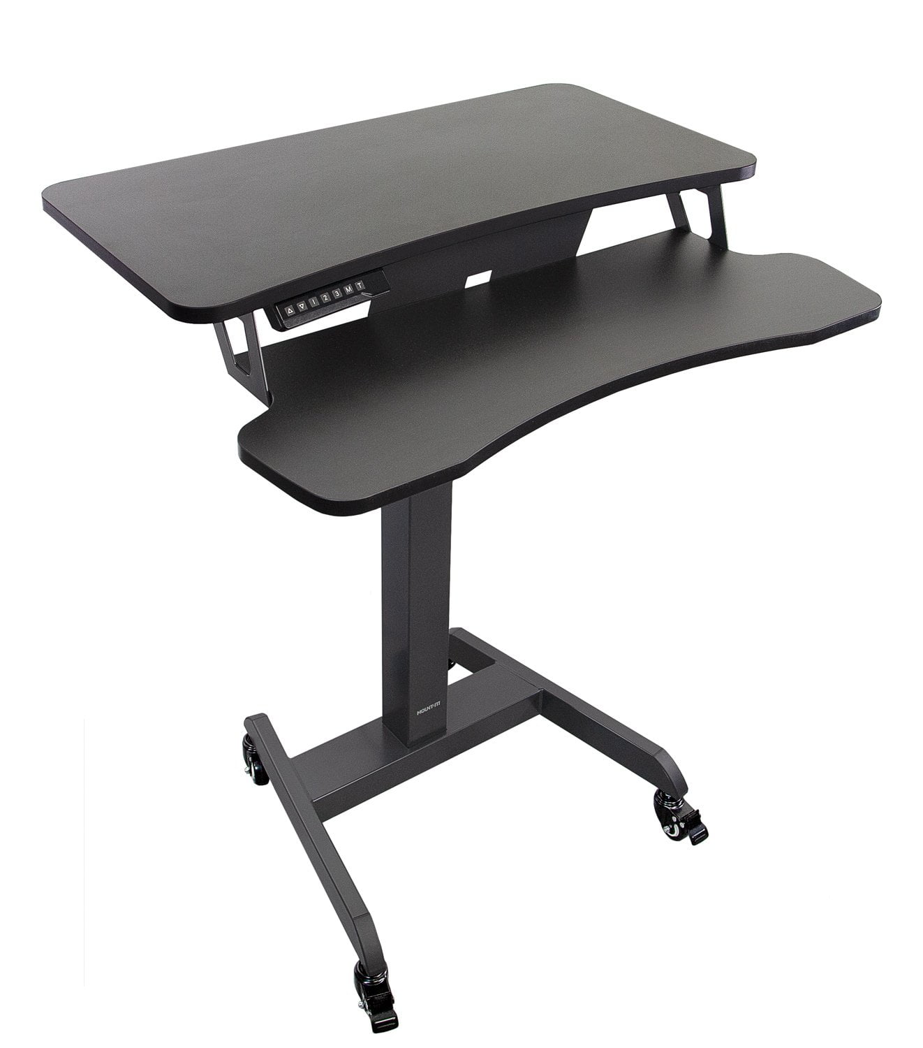 Mount-It! Adjustable Black Steel Mobile Standing Desk with Keyboard Tray 31.5"