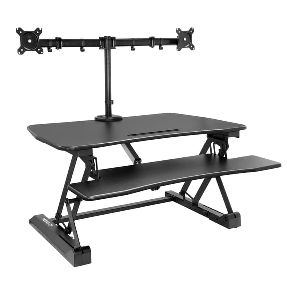 Mount-It! Electric Sit-Stand Desk Converter with Dual Computer Monitor Mount, Ergonomic Desk