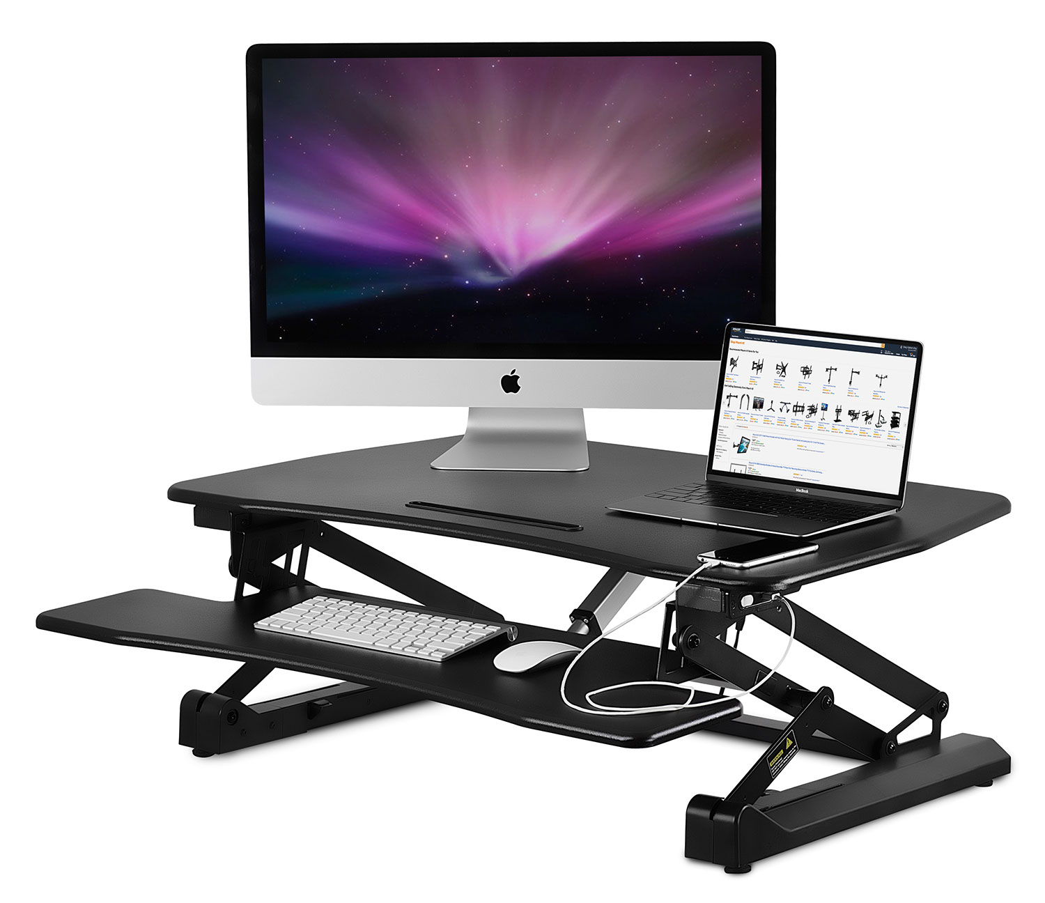 Mount-It! Electric Standing Desk Converter | Motorized Sit Stand Desk With Built In USB Port | Black - image 1 of 9