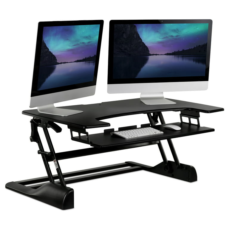 Mount-It! Extra Wide, Height Adjustable, Black, Steel, Standing Desk  Converter, Ergonomic 