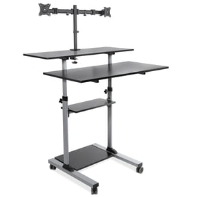 Mount-It! Extra Wide Mobile Standing Desk with Dual Monitor Mount, Rolling Computer Workstation