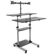 Mount-It! Extra Wide Mobile Standing Desk with Dual Monitor Mount, Rolling Computer Workstation