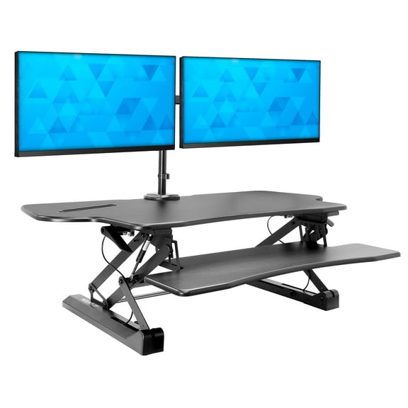Mount-It! Extra Wide Sit-Stand Desk Converter with Dual Monitor Mount, Up To 32" Screens