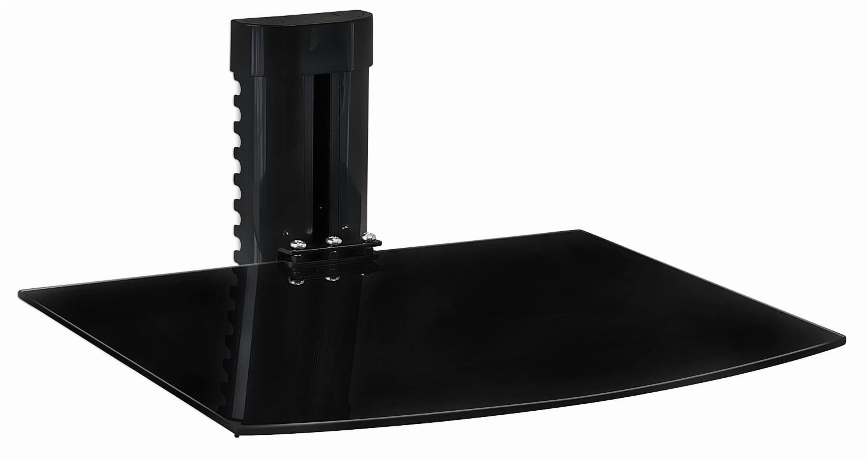 Mount-It! Floating Wall Mounted Shelf Bracket Stand 1 Shelf Tinted Tempered Glass Black