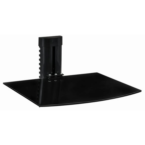 Mount-It! Floating Wall Mounted Shelf Bracket Stand 1 Shelf Tinted Tempered Glass Black