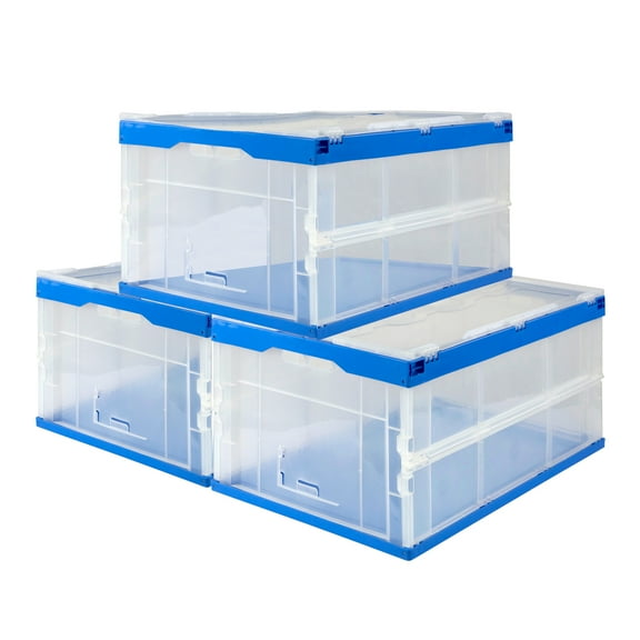 Mount-It! Folding Plastic Storage Crates | Set of 3