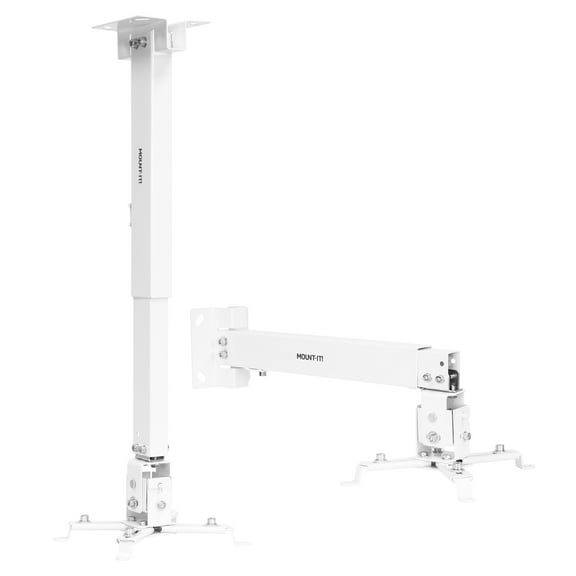 Mount-It! Full Motion Projector Wall & Ceiling Mount, 44lb Load Capacity, White