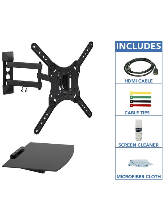 Mount-It! Full-Motion TV Wall Mount, 23 to 55 inch TV's, Capacity 66 lbs., Includes HDMI Cable and Accessories