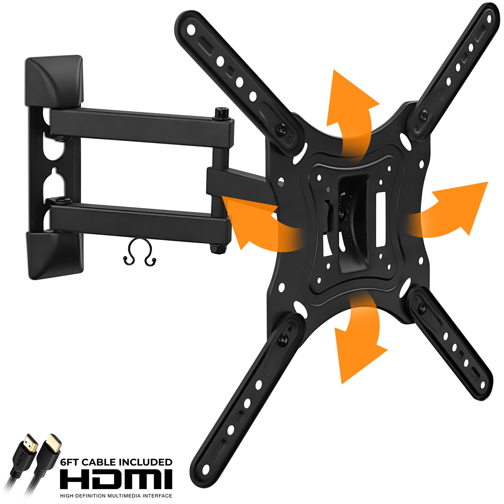 Mount-It! Full Motion TV Wall Mount with Swivel Arm for 28" 32" 40" 43" 48" 50" 55" Inch Flat Screen TVs