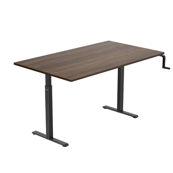 Mount-It! Hand Crank Sit-Stand Desk with Tabletop, Adrift Brown, Ergonomic