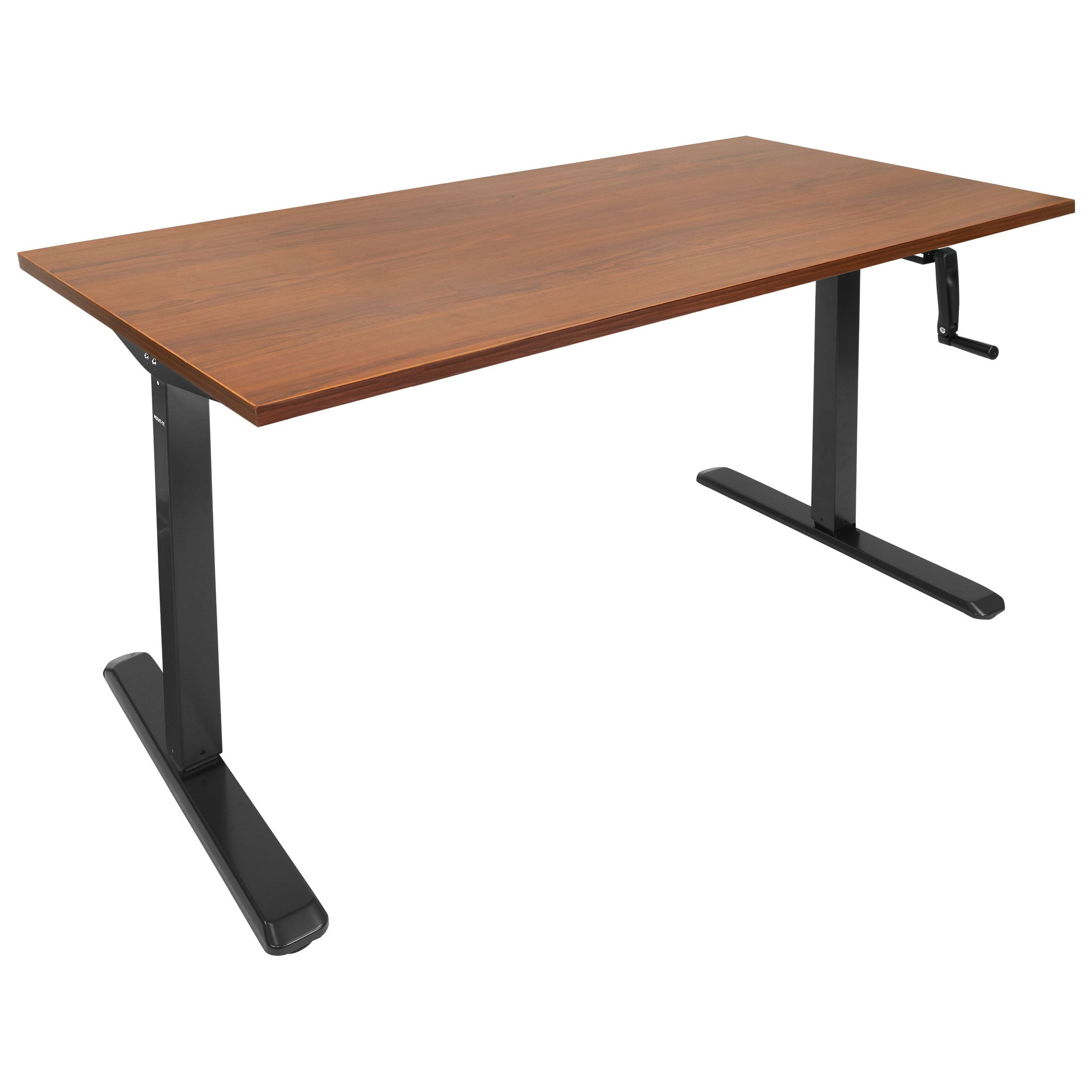 ErgoFlex Hand Crank Adjustable Sit-Stand Desk in Black and Brown
