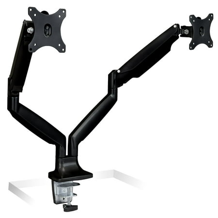 Mount-It! - Full Motion Dual Monitor Desk Mount With Gas Spring Arms - Black