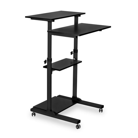 Mount-It! Height Adjustable Rolling Stand Up Desk, Mobile Computer Desk, Black