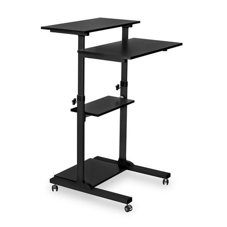 Mount-It! Height Adjustable Rolling Stand Up Desk, Mobile Computer Desk, Black