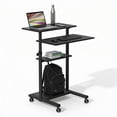 thumbnail image 1 of Mount-It! Height Adjustable Rolling Stand Up Desk, Mobile Computer Desk, Black, 1 of 10