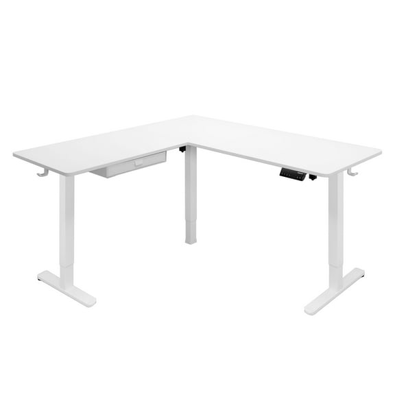 Mount-It! Large Electric Height Adjustable Desk for Corners, Automatic Standing Desk with Smooth Ergonomic Height Adjustment