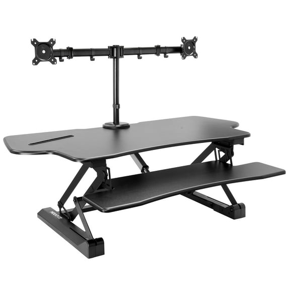 Mount-It! Large Electric Sit-Stand Desk Converter with Dual Monitor Mount
