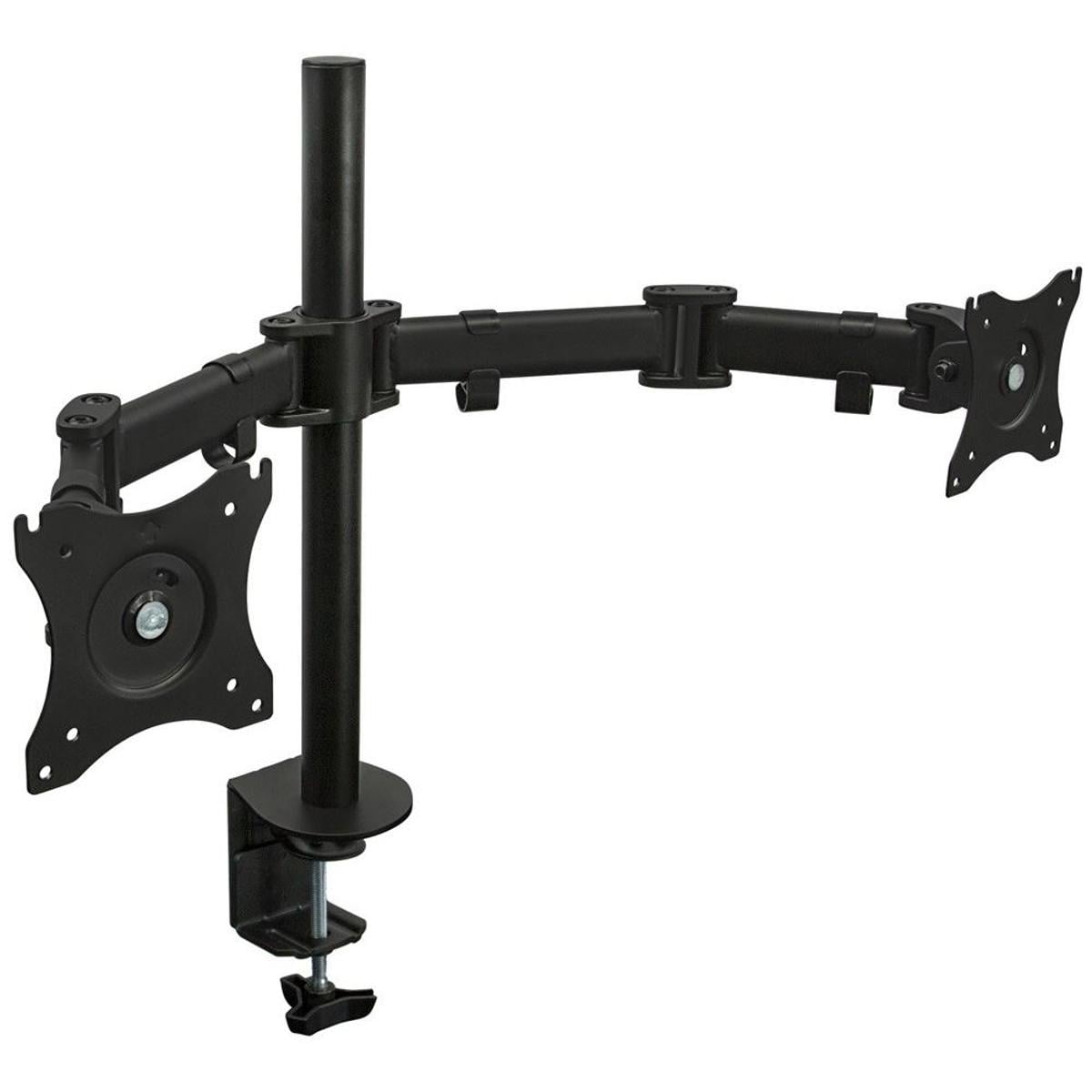 Black Dual Monitor Desk Mount with Adjustable Arms