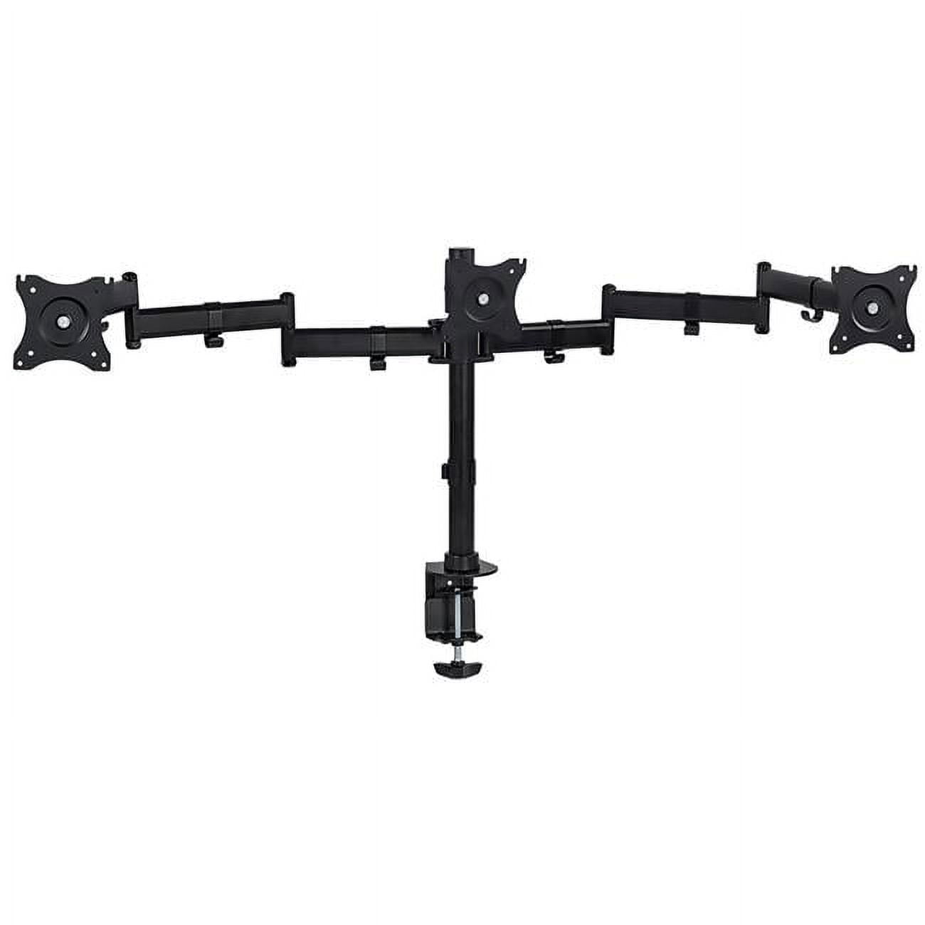 Black Adjustable Triple Monitor Desk Mount with Steel and Aluminum Arms