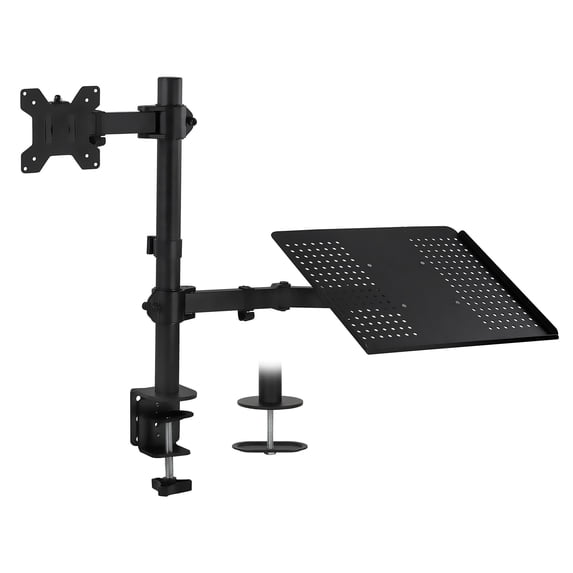 Mount-It! Monitor Mount and Desk Stand with Laptop Holder | Fits 17"-27" Computer Screens