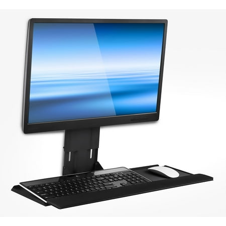 Mount-It! Height Adjustable Monitor and Keyboard Wall Mount, 25 inch Wide Platform with VESA Keyboard Tray and Mouse Pad