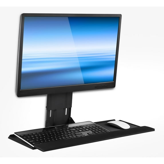 Mount-It! Monitor and Keyboard Wall Mount | Height Adjustable | 25 Inch Wide Platform with Mouse Pad