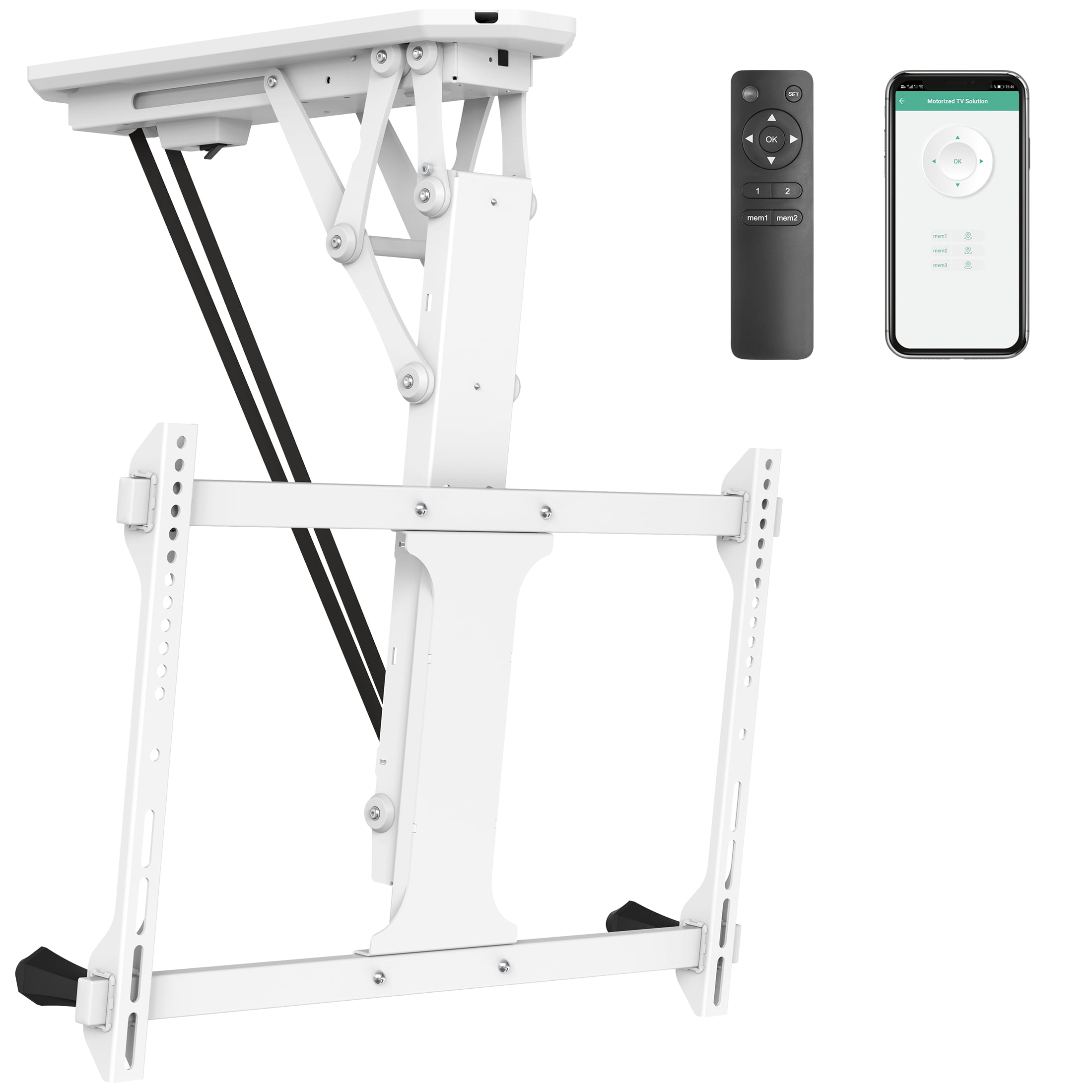 MountIt! Motorized Ceiling TV Mount with Remote Control and App, Fits