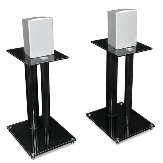 Mount-It! Premium Aluminum Glass Speaker Stands | Set of Two | Black