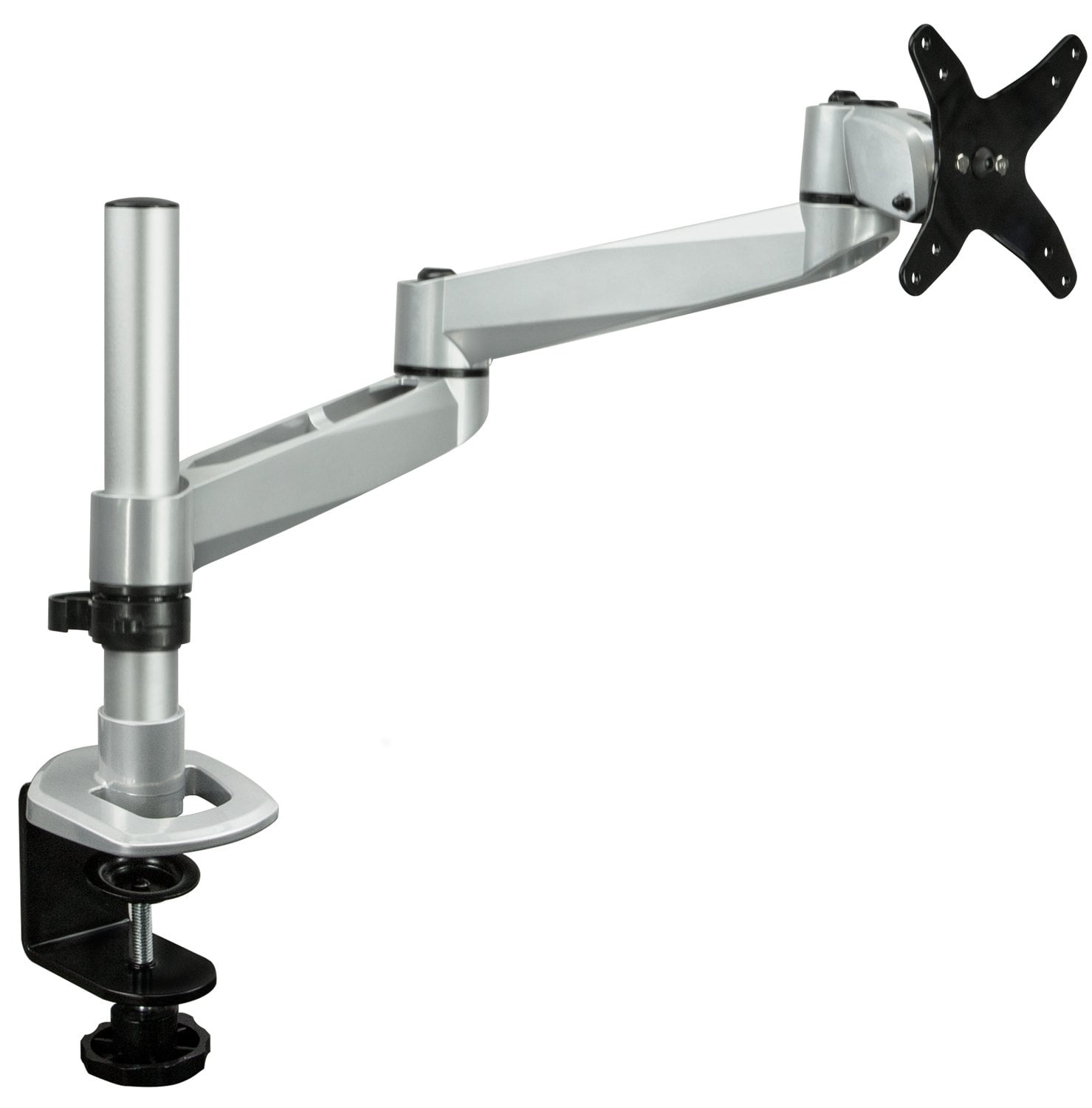 Silver Adjustable Die-Cast Aluminum Single Monitor Desk Mount