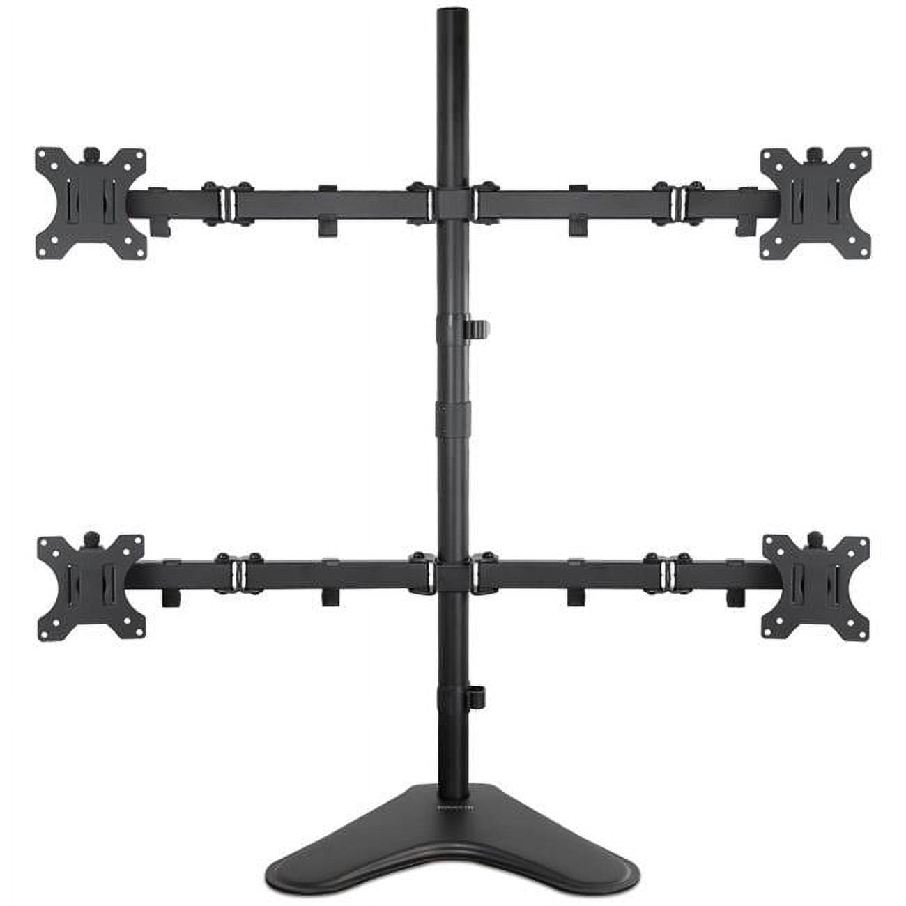 Black Steel Quad Monitor Adjustable Desktop Stand