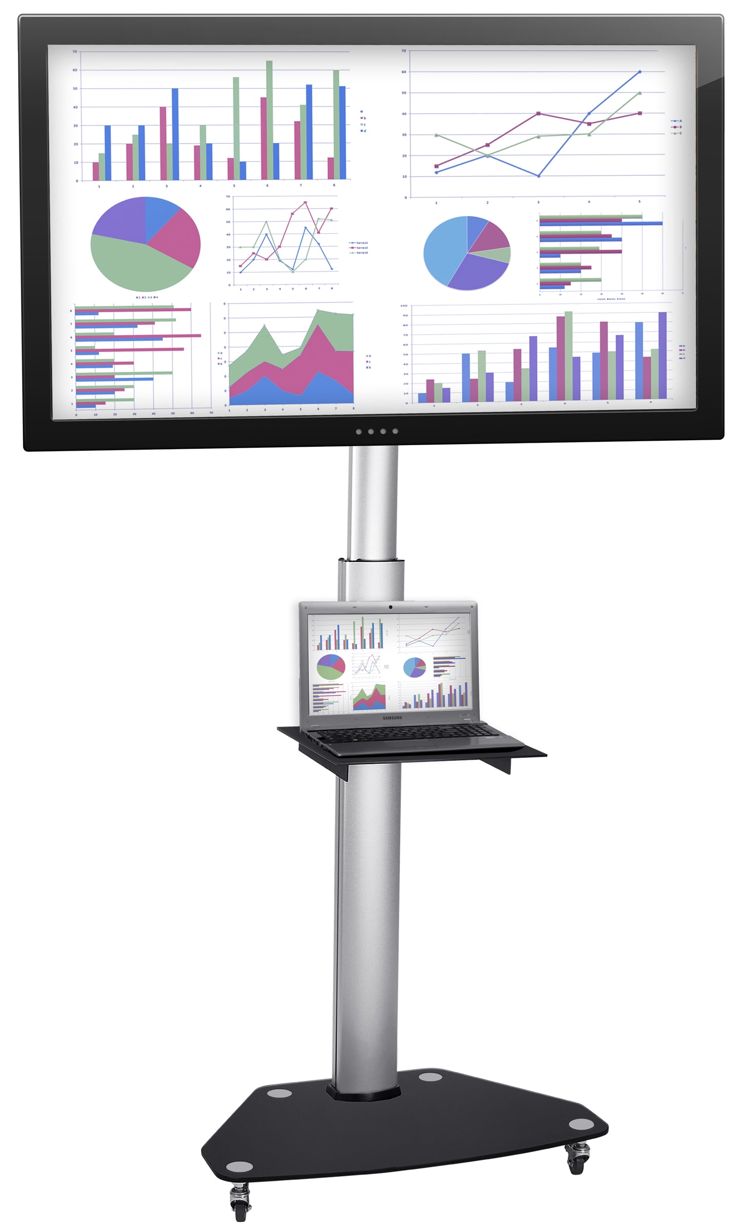Mount-It! Rolling TV Stand Cart | Fits 40-70 Inch TV Screens | Height Adjustable Mobile