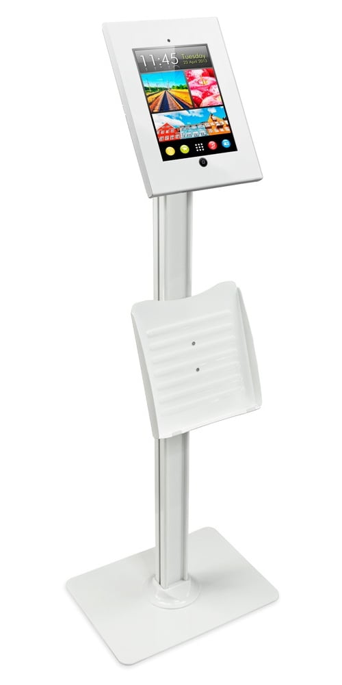 Mount-It! Tablet Floor Stand Kiosk for iPad 9.7 inch Screen Sizes | Tamper Proof White