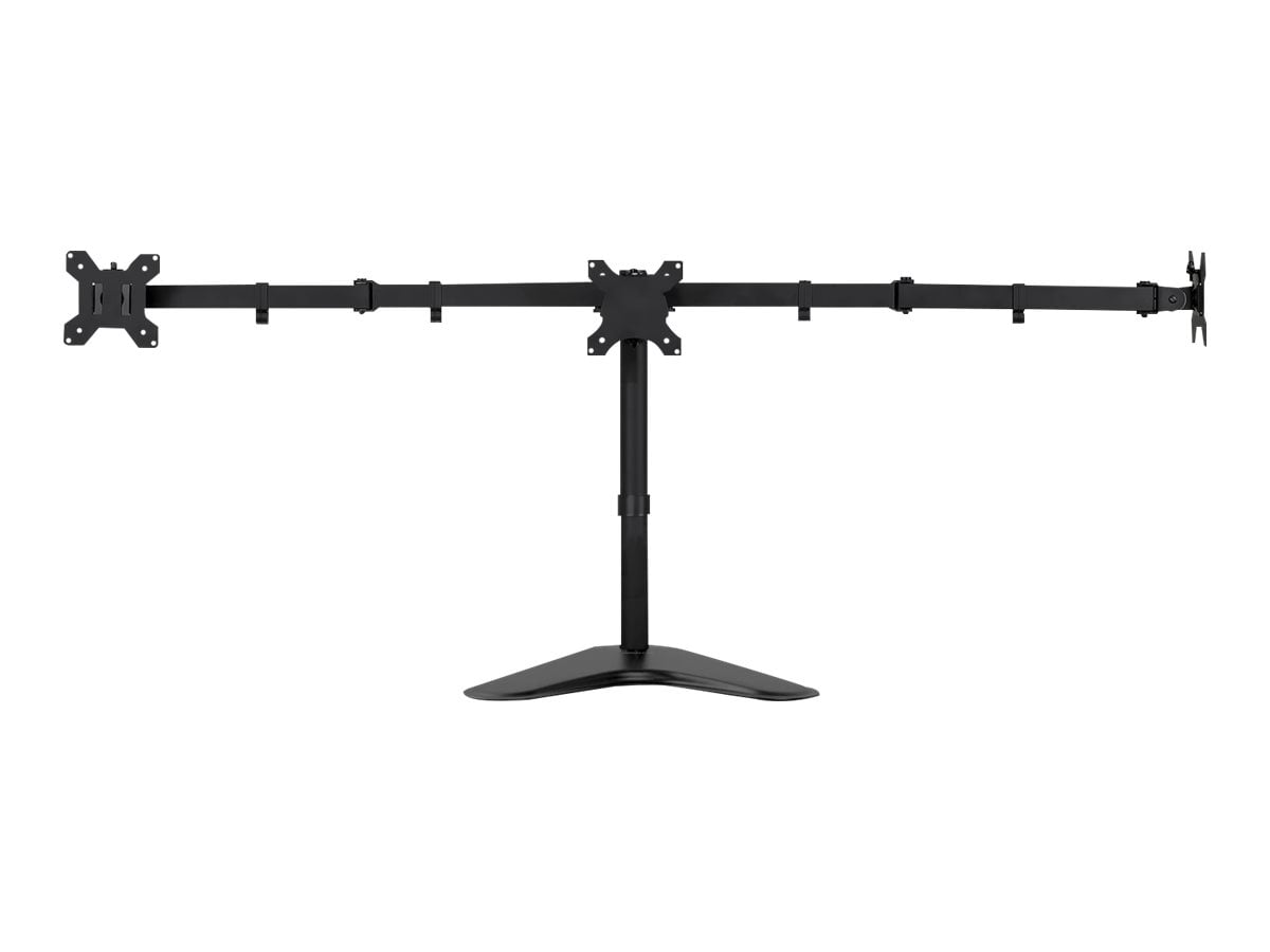 Black Aluminum and Steel Triple Monitor Stand with Adjustable Arms