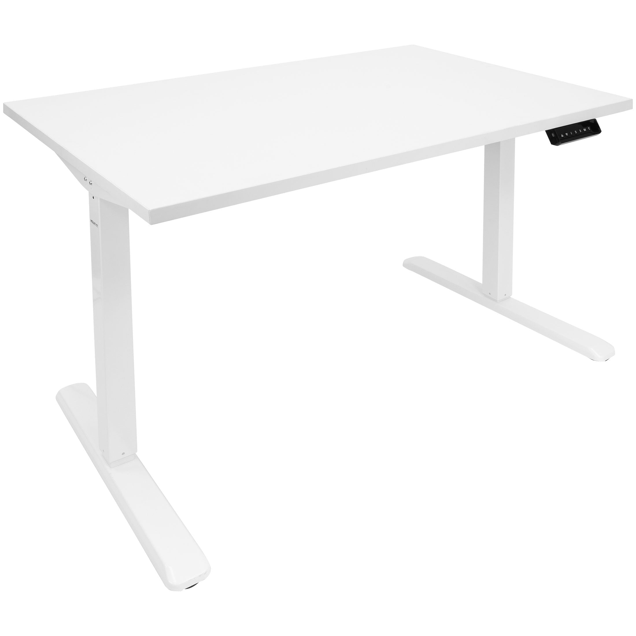 Electric Adjustable Height Sit-Stand Desk with Power Outlet, White Steel
