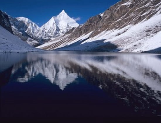 Mount Jichu Drake in Sophu lake Jigme Dorji NP Bhutan Canvas Art - Howie Garber DanitaDelimont (40 x 31)