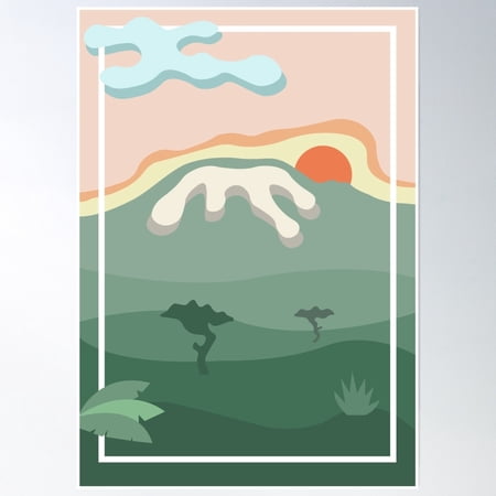 Mount Kilimanjaro Abstract Sunset Poster Wall Art, Modern Wall Decor, 8x12 UNFRAMED