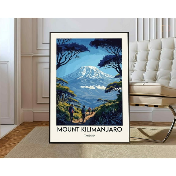 Mount Kilimanjaro National Park Travel Poster, Tanzaniamount Kilimanjaro Print, Birthday Gifts Wall Art, Modern Wall Decor, 8x12 UNFRAMED