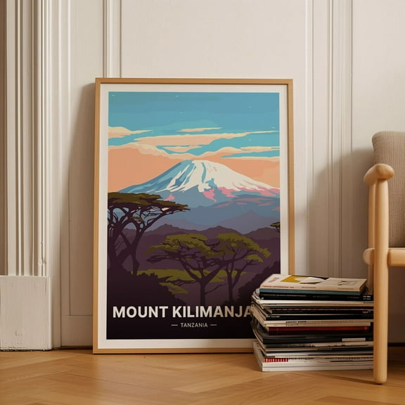 Mount Kilimanjaro Poster, Tanzania Travel Art, African Landscape Wall Decor, Adventure Theme Home Decoration Wall Art, Modern Wall Decor, 12x18 UNFRAMED