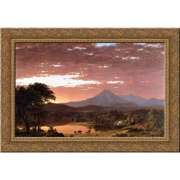 Mount Ktaadn 24x18 Gold Ornate Wood Framed Canvas Art by Church, Frederic Edwin
