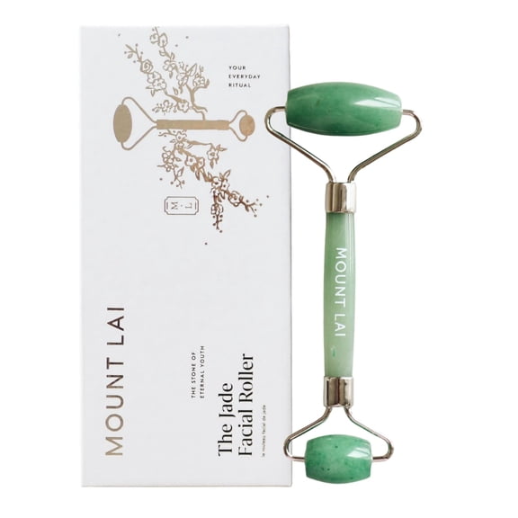 Mount Lai De-Puffing Jade Facial Roller The Stone of Eternal Youth, Authentic Jade Face Roller for Sculpting, Soothing & Glowing Skin, Ultimate Facial Massager Tool for Self-Care Ritual